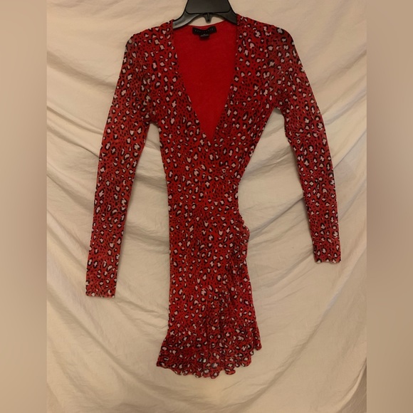 ✨⚡️💥Sanctuary Emma Cheetah Print Wrap Dress Red Xs - Picture 10 of 14